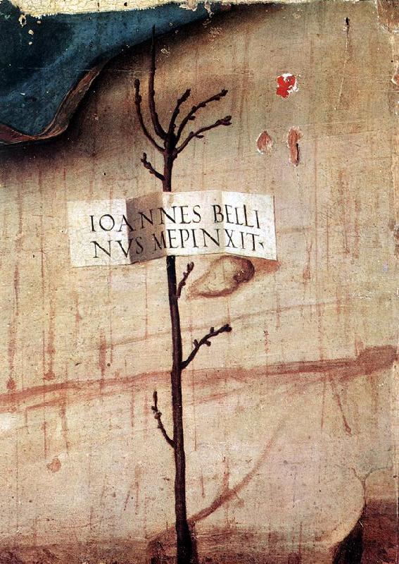 BELLINI, Giovanni Small Tree with Inscription (fragment) Spain oil painting art